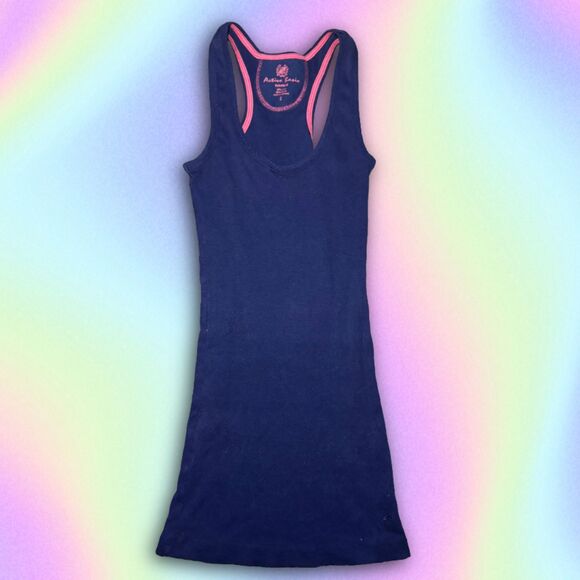 Size Small Navy and Pink Y2K Style Long Tank Top - Picture 1 of 4